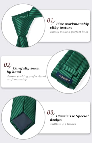 Image of HISDERN Mens Striped Tie and Pocket Square Set Necktie for Men | soft smooth texture, wrinkle-free, neat hand-tied knot, gifting ready, regular 3.4 width, coordinated look, business wedding