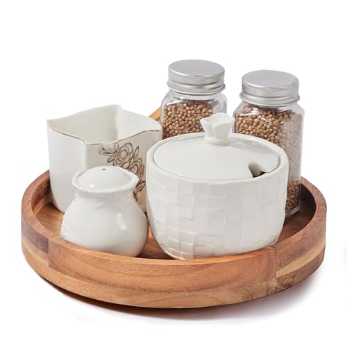 10" Acacia Wood Lazy Susan Organizer for Cabinet,Lazy Susan for Countertop