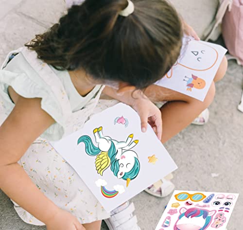 24 Pieces Make Your Own Stickers Mix And Match Make A Face Animal Stickers For Kids Toddlers With Unicorn Dinosaur Sea Animals Horse Kids Party Favor Supplies Crafts #TOP5