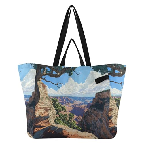 Wudan Bolsa de lona reciclada para cocina, bolsa de comestibles para dama de honor para hombre, recuerdo de boda, viaje al Gran Cañón