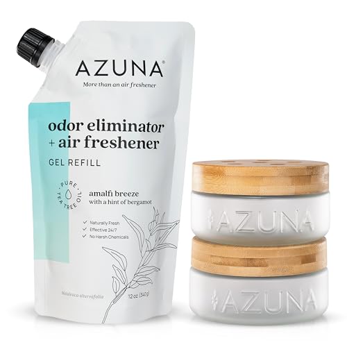 Azuna Air Freshener & Odor Eliminator for Strong Odor | 2 Room Kit Includes (2) 8 oz. Empty Luxe...