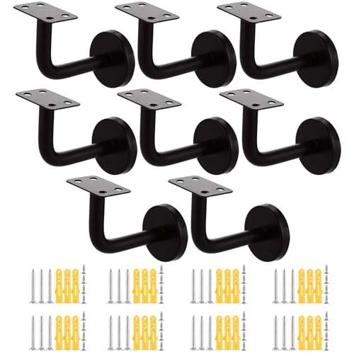 AKOLAFE 8 Stück Handlaufhalter Edelstahl Gerade Geländer Außen 60x80 mm Handlaufträger Schwarz Roubst Halterung für Handlauf Silbrig Treppengeländer Innen Shwerbelast Wandhalter (Flatt)