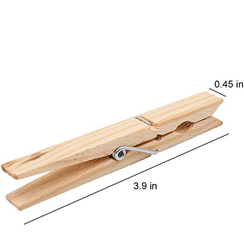 ESFUN 100 Pack 4 inch Large Wooden Clothespins Bulk Clothes Pegs Clips for Crafts Laundry Arts Decor Storage