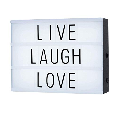 Glow Cinematic - Scatola luminosa a LED, formato A4, con 147 lettere in plastica PVC trasparente, numeri e simboli inclusi