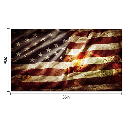 Vvovv Wall Decor American Flag Wall Decor Patriotic Decor Framed Canvas Art Prints Living Room Office Bedroom Decoration 20"X36" #TOP4