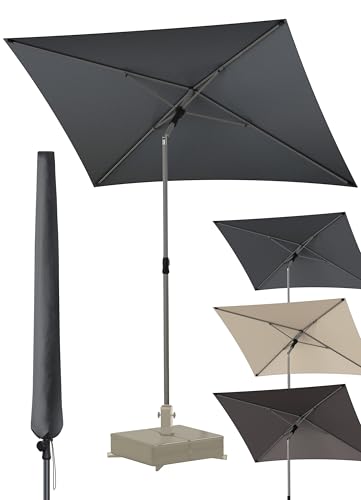 4smile Sonnenschirm Balkon 200x125 cm mit Schirmhülle, Anthrazit - UV50+ Sonnenschirm rechteckig knickbar höhenverstellbar, Sommer Schirm für Sonnenschutz Balkon als Ersatz für Ampelschirm