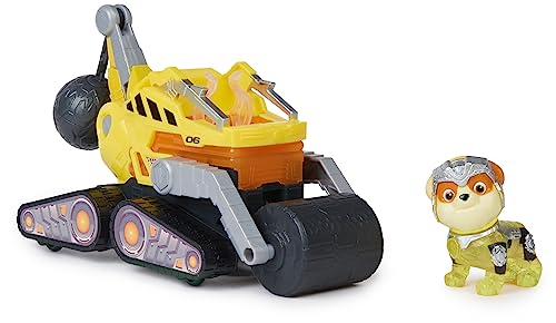 Paw Patrol: The Mighty Movie Construction Toy Truck with Rubble Mighty Pups Action Figure Lights and Sounds Kids Toys for Boys and Girls 3+