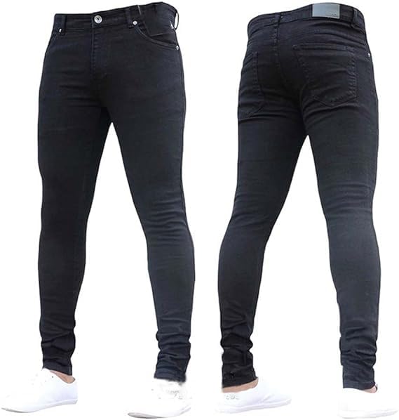 Men's Slim Fit Stretch Jeans Skinny Denim Stretch Tapered Jean Pants Hip Hop Zipper Pants Jeans for Teen Boys