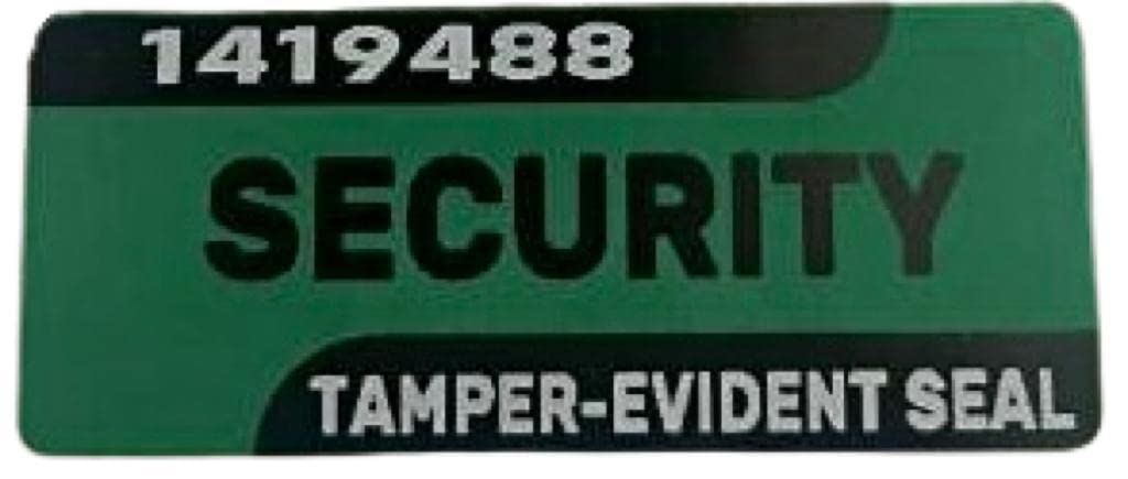 Green Security Labels X 100. Tamper Evident Stickers Seals with Black and White Printing and Unique Serial Number. Void Release Message - Image 2