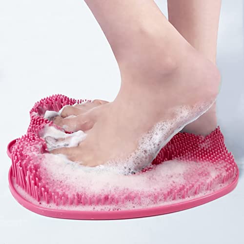 QOUWIPY Fußbürste für die Dusche, Rutschfestes Silikon-massagepad, Fußmatte Dusche mit Rutschfesten Saugnäpfen, Fußwaschmatte mit Saugnapf Silikon, Fussmatte Dusche für Körper, Fußbad Cover