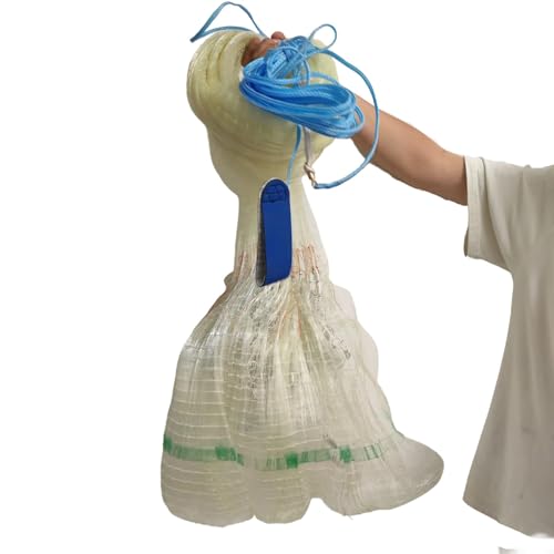 Lawaia Red de pesca de fundición tradicional, fácil de usar, material de monofilamento, duradero y eficiente, ideal para peces de agua dulce, salada, camarones, pececillos, cebo de 2,5 m de alto