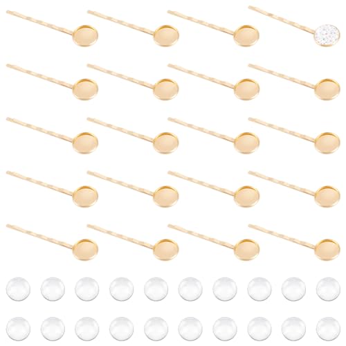 Kit de fabrication d'épingles à cheveux en fer doré UNICRAFTALE de 60 mm de long avec verre