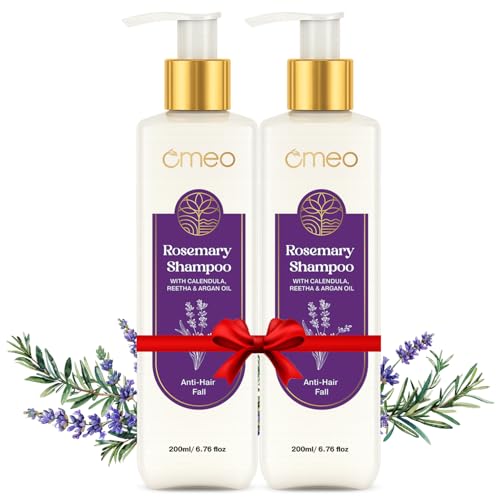 Image of Omeo Rosemary Anti-Hair Fall Shampoo 200ml Pack of 2 with Rosemary, Argan Oil, Reetha, Shikakai, Peppermint & Thuja | Controls Hairfall, Hair Damage & Promotes Hair Growth All Hair Types- Woman & Man