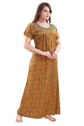 Image of Soulemo Women's Cotton, Rayon & Polyester Printed Maxi Nighty (Alpine) 861
