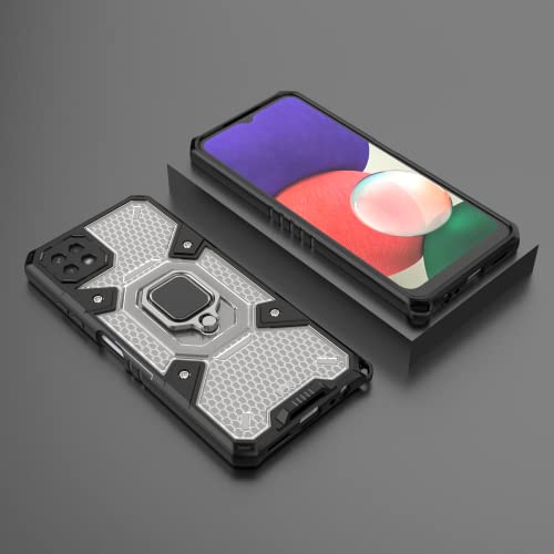 Image of Thermoplastic Polyurethane Tough Armor Bumper Back Case Cover For Samsung Galaxy F42 5G|Ring Holder & Kickstand In-Built|360 Degree Protection Back Case Cover For Samsung Galaxy F42 5G (Black)