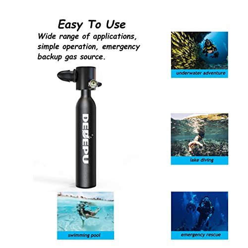 Dedepu Mini Scuba Tanks Snorkeling Portable 0.5 L Mini Diving Tank Underwater Exploration Emergency Rescue Scuba Diving Equipment Diving Cylinder Black Scuba Tank Kit Diving Package Oxygen Tank #TOP3