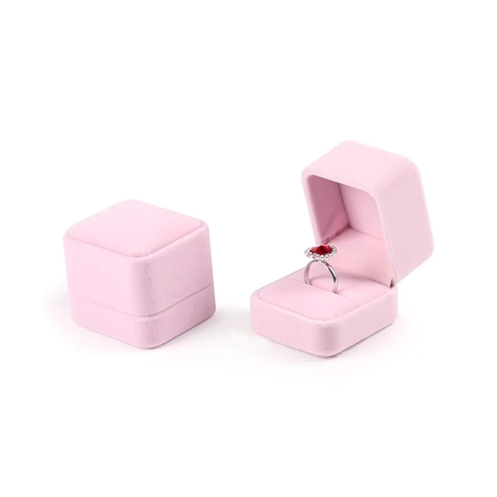 LCKKJHG Wedding Ring Box 6PCS Square Ring Box Romantic Proposal Wedding(Pink)
