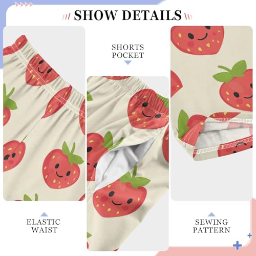Pajama Pants Sleep Pants Soft Elastic Waist Pajama Lounge Pants Cute Smile Strawberry for 6-14 Years Old4