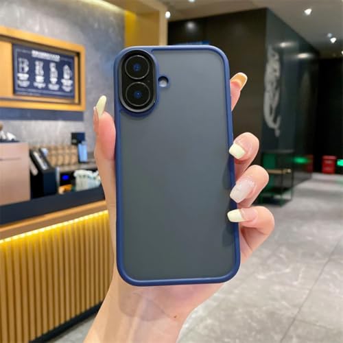Protégez votre écran : coque de protection anti-chute pour iPhone 16 Pro bleu foncé mat
