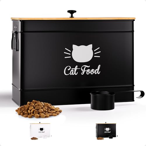 Metal Cat Food Container with Bamboo Lid