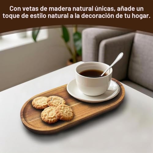 Miniatura 4 de Weddhuis Bandeja Ovalada De Madera De Acacia Mini Organizador Para Cosméticos Y Encimeras 19 X 10,5 Cm