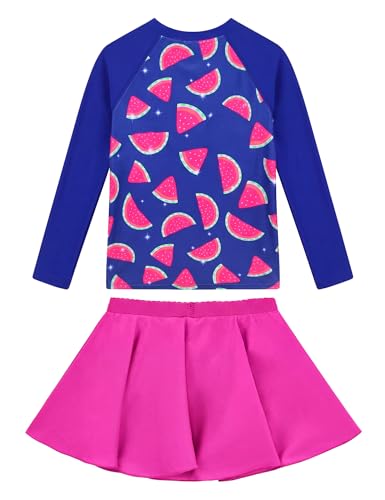 Image of Snowheart Girls Rash Guard Swimsuit Set Long Sleeve Bathing Suit Two Piece 3-12 Years