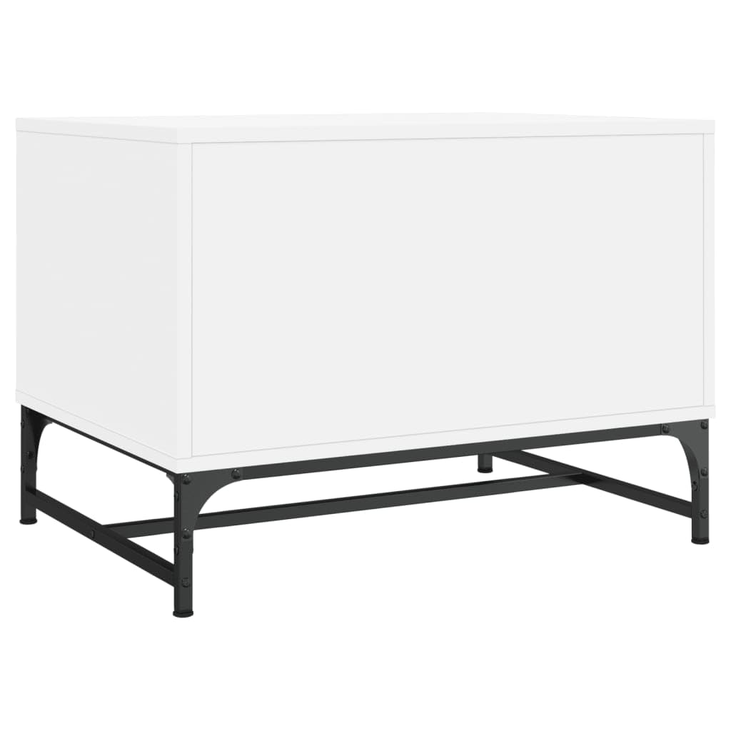 Homgoday Tavolino da caffè con ante in vetro, bianco, 68,5 x 50 x 50 cm, tavolino da tè per soggiorno, sala d'accoglienza degli ospiti, camera da letto e mobili da ufficio