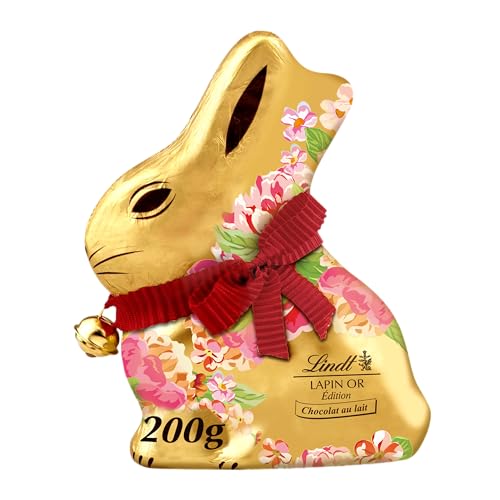 Lindt - Moulage LAPIN OR Edition Fleurs - Chocolat au Lait - Idéal pour Pâques, 200g