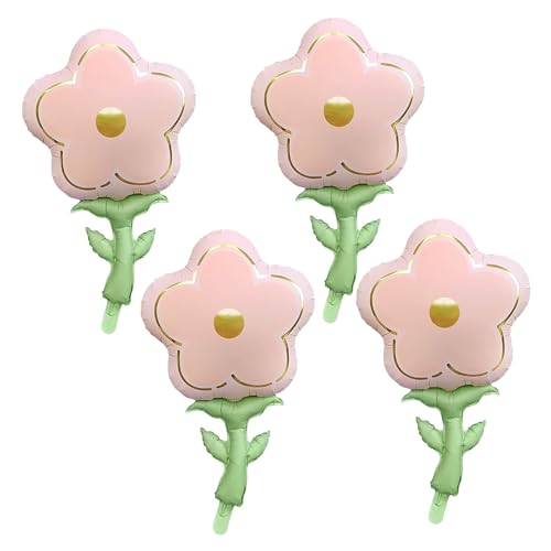 GOTPASS 4 Pcs Large Flower Shaped Foil Balloons Huge Pink Daisy Theme Party Decorations Birthday Wedding Baby Shower Supplies