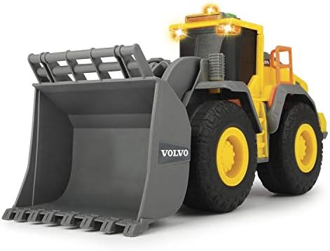 Dickie Toys 203723003 VOLVO Spychacz Oficjalny licencjonowany pojazd budowlany do piaskownicy 23 cm, Światło i dźwięk, ładowarka zabawka dla dzieci od 3 lat
