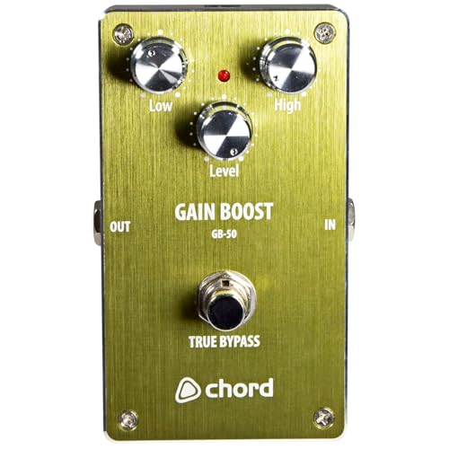Chord | Guitar Effects Pedal | GB-50 Gain Boost Pedal: Elevate Your Guitar Tone with 2-Band EQ for Amplifier Distortion and Solo Boosting, Strong Aluminium Housing