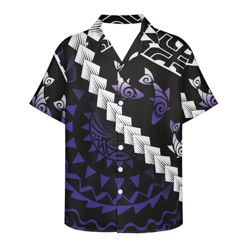 Polynesian Couple Set Clothing Outfit Hawaiian Tapa Tribal Tattoo Women Maxi Elegant Casual Matching Men's Shirts4