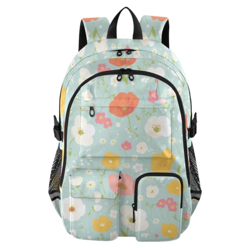 Mochilas de viaje con flores vibrantes de 17.5 pulgadas para adolescentes y adultos