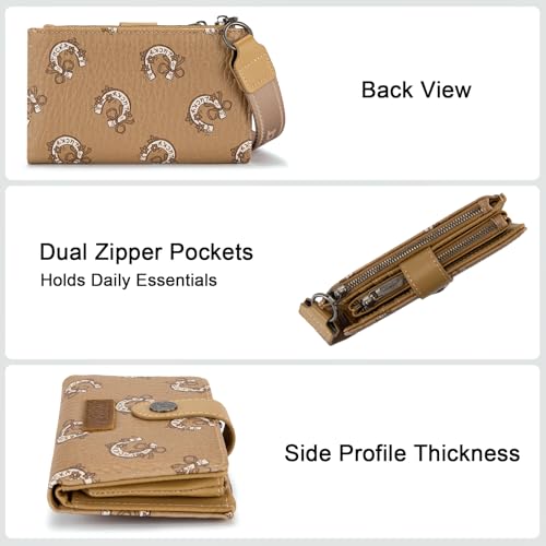 X Wrangler Wristlet Wallets for Women Small Bifold Wallets Rfid Blocking Large Capacity Ladies Wallet by Montana West - Used condition - Image 4