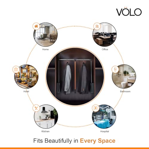 Image of VOLO Soft Close Pull Down Closet Rod - Adjustable Wardrobe Lifter Rail (920-1240mm), Aluminium Retractable Hanger with Smooth Hydraulic Lift, Space Saving Wardrobe Organizer, 15kg Load Capacity