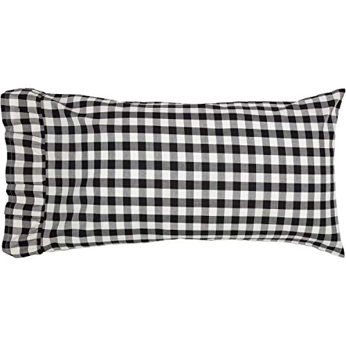 Vhc Brands Annie Buffalo Check Cotton Farmhouse Bedding King Pillow Case Set Of 2, Pillowcase Set 21X40, Black Country 2 Count #TOP2
