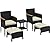 Yaheetech 5 Piece Patio Conversation Set, Outdoor Wicker Bistro Furniture, PE Wicker Outdoor Rattan Chairs Set with Coffee Table for Porch, Poolside, Lawn, Garden, Balcony