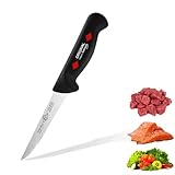 EIKASO Solingen Ausbeinmesser gerade 13cm Klinge steif aus Molybdänstahl 1.4116 Profi Fleischmesser Filetiermesser Schlachtermesser handabgezogen und eisgehärtet spülmaschinengeeignet (schwarz)
