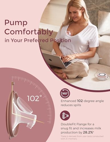 Momcozy Breast Pump V1 Pro Hospital-Grade, Hands-Free & Portable Wearable Pump, Upgraded Electric Pump with 3 Fine-Tuned Rhythms|15 Levels, Come with Leak-Proof DoubleFit Flange, Cozy Red. - Image 6