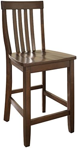 Crosley Furniture Schoolhouse Bar Stool (Set of 2), 24-inch, Vintage Mahogany