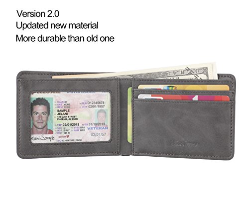 Mens Slim Front Pocket Wallet Id Window Card Case With Rfid Blocking - Dark Gray #TOP2