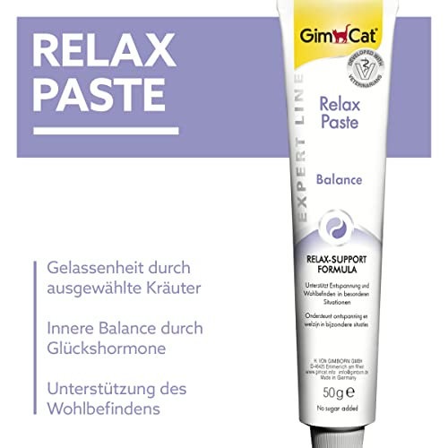 GimCat EXPERT LINE Relax Paste - Funktionaler Katzensnack unterstützt Entspannung und Wohlbefinden der Katze - 1 Tube (1 x 50 g)