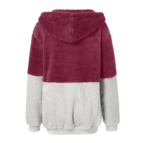 Akklian Casual Soft Fleece Jacket Hoodies Full Zip Faux Fuzzy Long Sleeve Fluffy Fleece Sweatshirt Stylish Patchwork Outwear3