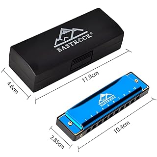EastRock Harmonica 10 trous, 20 mélodies Blues Harmonica clé de Do orgue pour débutants, adultes, enfants, cadeau avec… – Image 4
