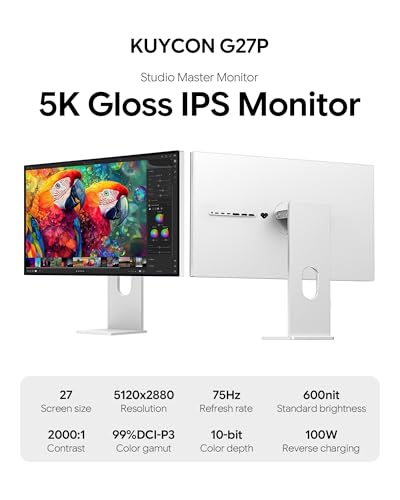 Image of G27P 27'' UHD 5K (5120x2880) Glossy Monitor, IPS Panel, 10-Bit Color, 99% sRGB 99% DCI-P3, 75Hz, 218 PPI, HDR, 2000:1 Contrast, Low Blue Light, Eye Care (Minimalist - with Stand)