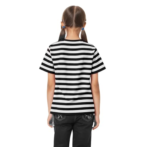 Kids Striped T-Shirt,Short Sleeve,Crew Neck,Boy Girls Summer Tee Top Halloween Costumes 3-12 Years4