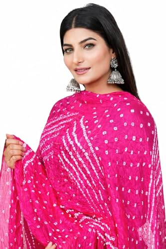 Image of PK HUB Women's Jaipuri Rajasthani Art Silk Bandhej Bandhani Dupatta