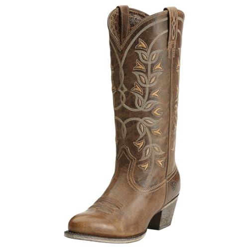 Ariat Womens Desert Holly Embroidered Western Round Toe Casual Boots Mid Calf Mid Heel 2-3