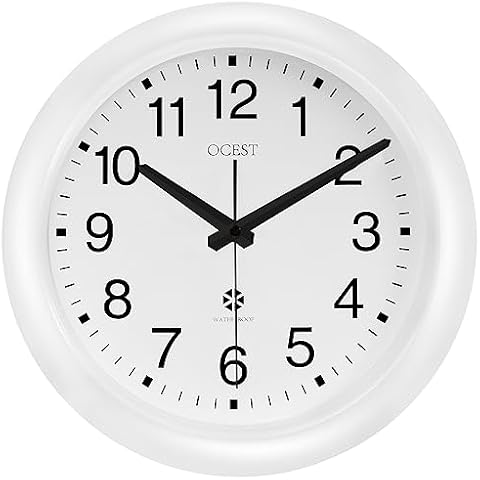 OCEST Sealed Waterproof Garden Wall Clock, 12 Inch Large Indoor Outdoor Clocks, Silent Non-Ticking Battery Operated Quartz Round Cover