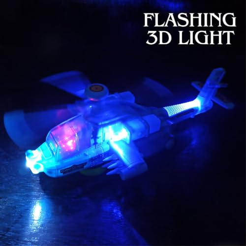Image of Big Size Helicopter Toy Set for Kids 360 Degree Army Model Plane with Sound & 3D Flashing Colorful Light Toys for Boys and Girls Aircraft Bump & Go Action Model Playset Figurine Airplane
